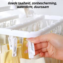 1 stuk - Wasknijpers - Opvouwbaar - 32 knijpers - Voor sokken en ondergoed - Draagbaar hangrek voor binnen/buiten - Wit — thumbnail 4