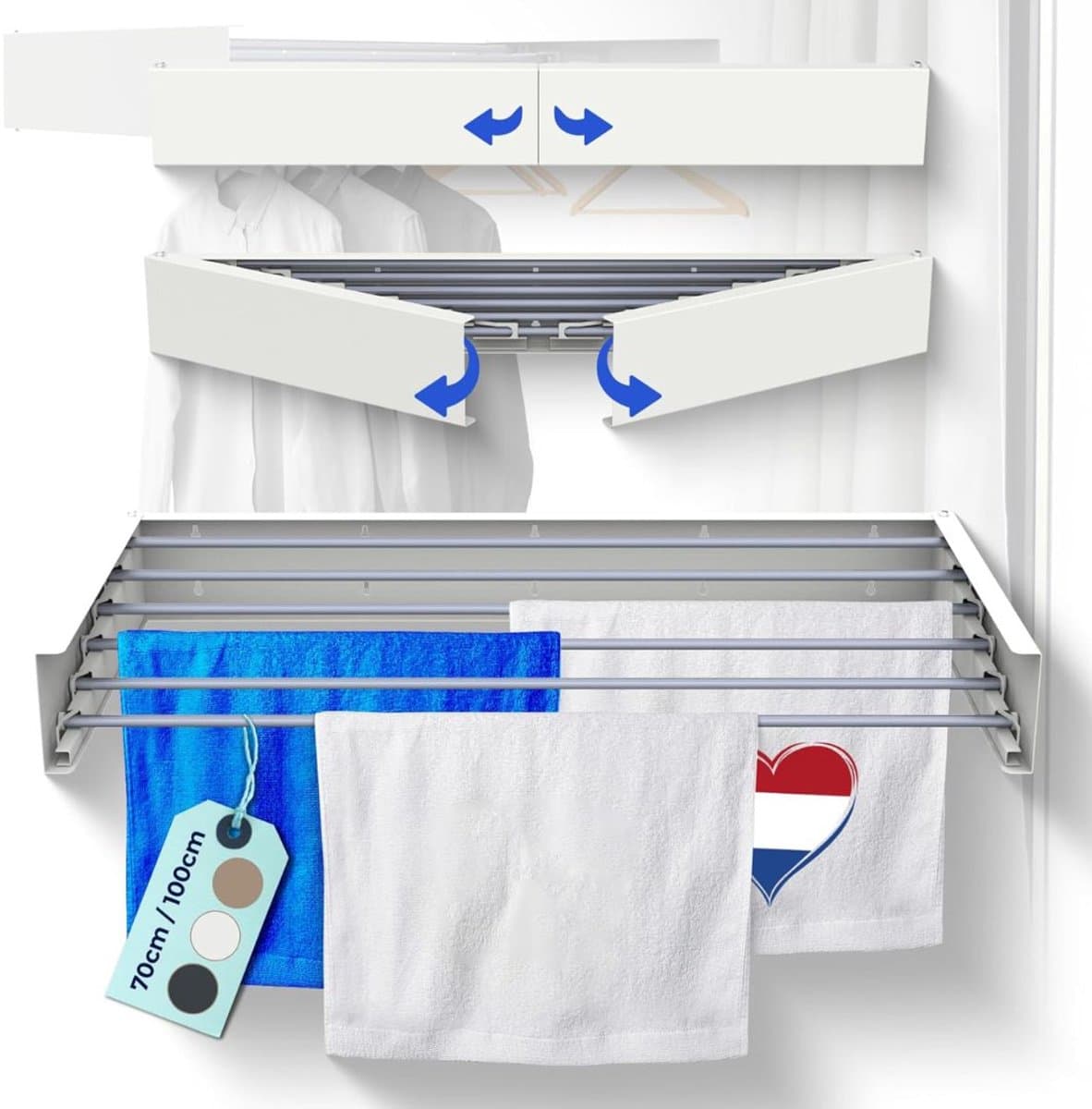 White-Label® Wanddroogrek - Droogrek Inklapbaar - Wasrek - Droogtoren - Droogrekken - Wit — afbeelding 1