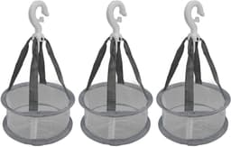 Droogrek voor make-upkwasten, 3-delige set hangende droognetten, geventileerd, winddicht mini droogrek, droogmand voor make-upkwasten (grijs) — thumbnail 1