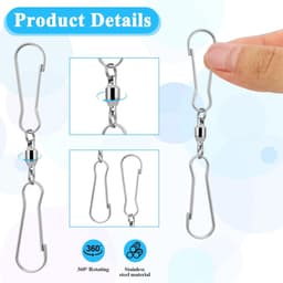 10pack - draaibare haken - clips - soepele spinner - met dubbele hangers - draaibare haken - windzak van roestvrij staal - draaibare clips — thumbnail 2