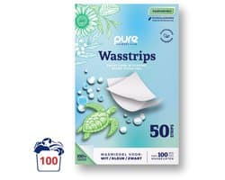 Pure Laundry Club Parfumvrije Wasstrips - 100 Wasbeurten - Hypoallergeen & Sensitive Wasmiddel Zonder Parfum - Voor Gevoelige Huid, Allergieën & Eczeem - Wasmiddeldoekjes Baby - Voor Wit, Zwart & Bonte Was