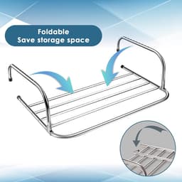 Droogrek voor kleding, Express Dryer, Hangende droger, Opvouwbare armen, Roestvrijstalen metalen droogrek voor kleding, Balkon/Radiator/Balustrade, voor hangend drogen (40 cm) — thumbnail 2