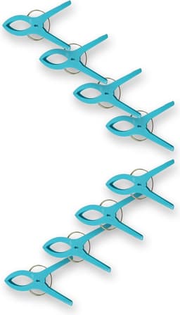 Set van 2 Blauwe Kunststof Wasknijpers - 1 Set van 4 Stuks Badhanddoek Knijpers - Afmetingen 15x10x3cm - Voor Klussen en Huishouden — thumbnail 2