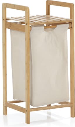 LUMALAND bamboe wasmand - 33 x 33 x 73 cm - houtkleurig/beige — thumbnail 1