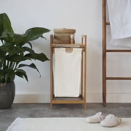 LUMALAND bamboe wasmand - 33 x 33 x 73 cm - wit — thumbnail 2