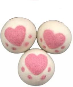 3 grote drogerballen van wol (7cm) met roze hartje – Ventilii Milano® — thumbnail 3