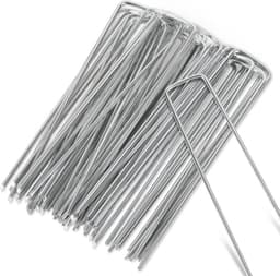 Grondankers 100 Stuks - 15x2.5cm - Roestwerend grondanker gegalvaniseerd staal - Ø2.8mm - Onkruidvlies - voor het bevestigen van worteldoek, tuinvlies, schutting, kunstgras, folies - stabiel U-vormig — thumbnail 1