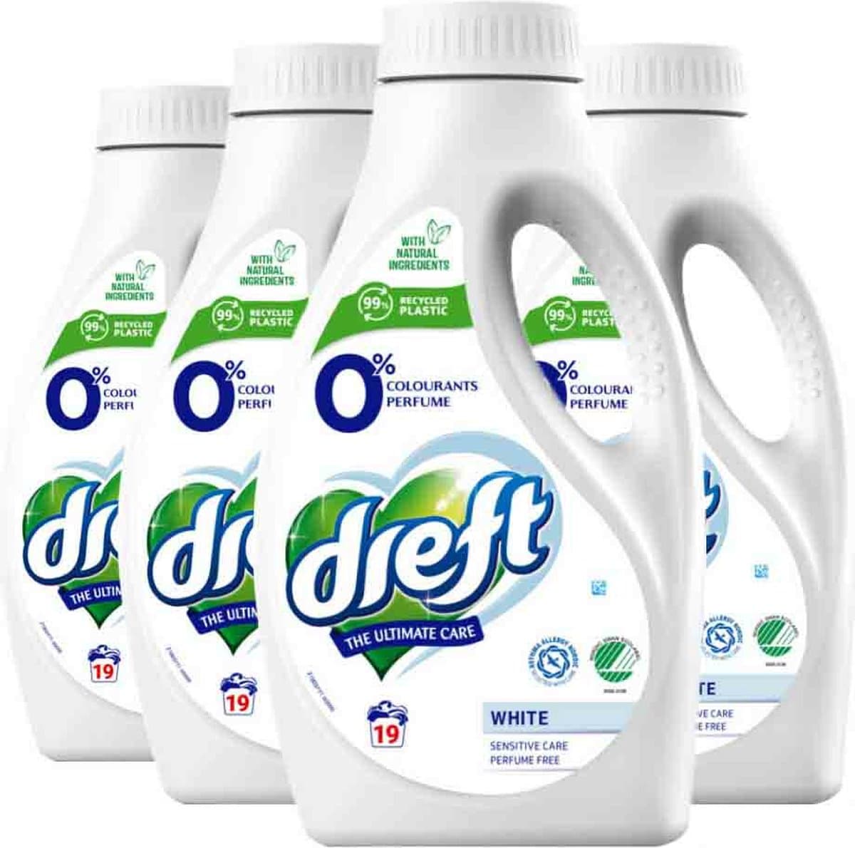 Dreft Vloeibaar Wasmiddel 0% Witte Was 19 Wasbeurten - 4 x 988 ml - Voordeelverpakking — afbeelding 1