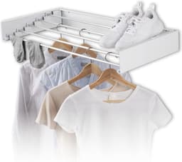 EASYmaxx opvouwbare wanddroger - 80 x 10,5 x 2,3 - 40 cm - roestvrij staal/wit — thumbnail 1