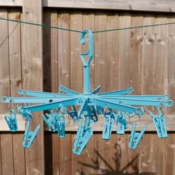 Mini-droogmolen - Turquoise - 20 wasknijpers - Compact — thumbnail 4