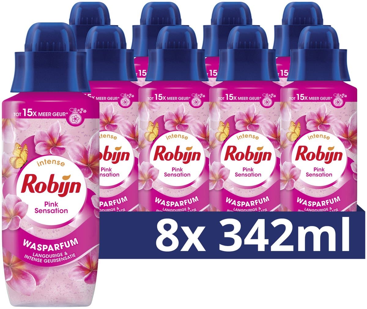 Robijn Intense Wasparfum - Pink Sensation - 8 flessen x 342 ml — afbeelding 1