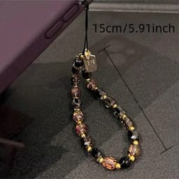 Telefoon - Sieraad - Hanger - Gsm - Ketting - Pols - kralen - Zwart — thumbnail 2