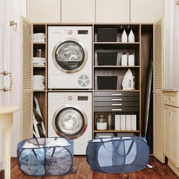 1. Pop-up Laundry Basket with 2 Compartments and Reinforced Handles 2. Foldable Laundry Basket with Mesh Design and Small Size 3. Small Folding Laundry Basket with Reinforced Handles and 2 Compartments — thumbnail 3
