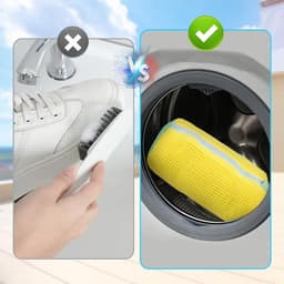 Allecto Plus - Schoenen waszak voor wasmachine - verhoogde interne wrijving - zachte borstel - reinigt vuil - gele kleur - bescherming tegen beschadiging - schoenverzorging - schoonmaakaccessoire — thumbnail 2