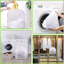 Waszakken - Netwaszakken - 3 Stuks waszakken met trekkoord 50x60 cm - Waszak - Waszakje - Mesh laundry bag - Afsluitbaar trekkoord - Voor ondergoed, beddengoed, babykleding, sokken - 1 fijn gaas, 2 grof gaas — thumbnail 5