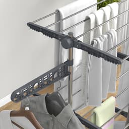 HOMCOM-Wäscheständer-Edelstahl, ABS-142L x 55B x 152H cm-Grau — thumbnail 3