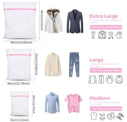 Set van 7 waszakken, wasnetten, waszak bh wasmachine waszak voor delicate was, bh, blouse, ondergoed, schoenen, babykleding, waszak, etc. (roze, 1XL, 2L, 2M, 2BH) — thumbnail 3