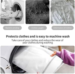 3-stuks Waszak van netstof - Reisorganizer - Polyester materiaal - Stevig en praktisch - Ademend - Opvouwbaar - Met rits - Geschikt voor ondergoed, kleding, broeken, schoenen, sokken - Wit — thumbnail 2