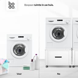 Bodo® - Wasmachine Verhoger - Dubbel - Kast - Ombouw met Lade - Wit - 124x58x44-48cm — thumbnail 5