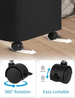 Wasmand op Wielen – 110 Liter – Opvouwbaar – Wasmand Stof - Laundry Basket - Met Deksel & Handvaten - Bamboe - Incl. Waszak - Zwart — thumbnail 4
