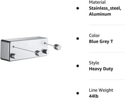 Intrekbare waslijn voor indoor/outdoor gebruik - 138 voet - Zware roestvrijstalen lijn - Met ABS case en aluminium behuizing (twee lijnen, boor) - Blauw/grijs — thumbnail 3