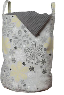 New Bed Grijs Gele bloem Wasmand met Handvatten en Koordsluiting, 33 cm x 48 cm — thumbnail 2
