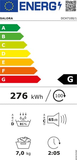 Salora DCH7100 - Condensdroger - Droger - Wasdroger - Vrijstaand - 7 kg — thumbnail 2