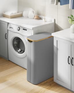 MAZAZU - Wasmand - Met Deksel - 60 Liter - Grijs - 42x22.5x70.5 — thumbnail 3