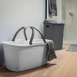 Heupwasmand 'Elegance' - 35 Liter - Wasmand met handgrepen - Grijs — thumbnail 2
