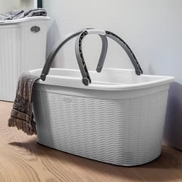 Heupwasmand 'Elegance' - 35 Liter - Wasmand met handgrepen - Taupe — thumbnail 3