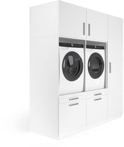 Wasophoogte® Wasmachine Kast Kyoto - Wasmachine verhoger - Wasmachine ombouw - 700(D)*1330(B)*2110(H) mm - Wit — thumbnail 5
