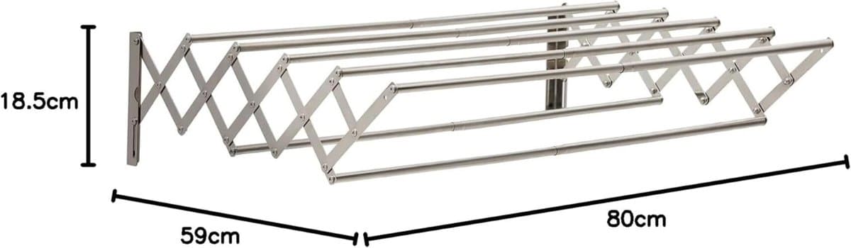 Famanu - Opvouwbare Kleding Airer Wandmontage Kleding Rail Intrekbare Handdoekhouder Badkamer Handdoekenrek Uitschuifbare Kleding Droogrek Indoor — afbeelding 1