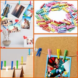 50 Stuks Fotoknijpers - Met 10m Jute String - Mini Knijpers - Kaartknijpers - Foto Knijpers - Knijper Om Foto's Aan Op Te Hangen - Fotohouder - Wasknijpers - Geboorte Wasknijpers - Kleine Houten Mini Knijpers - Voor Fotowand Display Party Decoratie — thumbnail 3