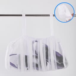 2 stuks schoenwaszakken - Alleen voor de wasmachine - Netstof schoenwaszak - Ophangbaar met rits - Geschikt voor het wassen van delicate kleding - Geschikt voor sportschoenen, ondergoed, sokken - Wit - 19 x 4 cm / 7,4 x 1,5 inch — thumbnail 4