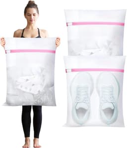 Grote waszak - Wasnet - Waszak - wasnetten - Grote waszak - Waszak met rits - Voorkomt dat kleding vervormt en kreukt - 3 stuks - Geschikt voor truien, overhemden, ondergoed, sokken, schoenen - 60*60cm — thumbnail 1