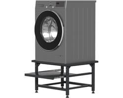 Wasmachine Verhoger Met Uitschuifbare plank - Wasmachine opbouwmeubel - Wasmachine Sokkel - 63x54x42cm - Zwart