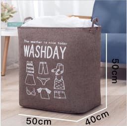 SUNMOOL Wasmand - Waszak - Laundry bag - Laundry basket - Opvouwbaar - 100 Liter - Bruin — thumbnail 1