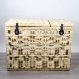 Migo Styling - Wasmand - 3 vakken - Naturel -Met deksel - 85x40xH65 - Riet - Rotan - Trio — thumbnail 5