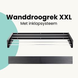 Home4u® Wanddroogrek Inklapbaar XXL - 100cm - Wasdroogrek - Droogrek Inklapbaar - Hangend - 6M lengte — thumbnail 4