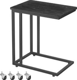 Bijzettafel met wielen C-vormig in ebbenhoutzwart — thumbnail 1