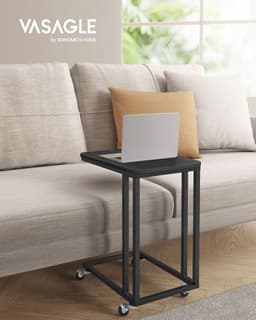 Bijzettafel met wielen C-vormig in ebbenhoutzwart — thumbnail 3