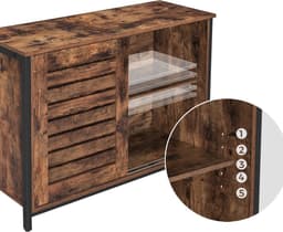 Keukenkast met schuifdeuren van VASAGLE in industriële stijl en vintage bruine kleur — thumbnail 4