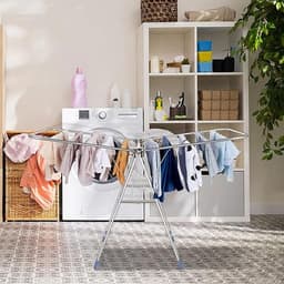 Kleding Airer, Opvouwbare Kleding Droogrek, 1.5M Zilver Wasdroger Rack, Roestvrij Staal Gevleugelde Kleding Paard Airer voor Indoor Outdoor — thumbnail 2