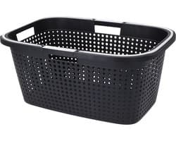 Excellent Houseware Wasmand - antraciet grijs - 38L - kunststof - 60 x 40 x 26 cm