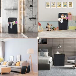 Huishoudmand voor vuile kleren met deksel Grote opbergmand voor vuile kleren Oxford-doek Opvouwbare mand voor vuile kleren Wasmand Opbergdozen, Wasemmer met Uitneembare Waszakken, Wasmanden Wasbox Smal, Zwart — thumbnail 2