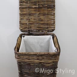 MigoStyling - Wasmand - Smal - Rotan - Riet - Brown - Met deksel - 30 x 30 x H70 cm — thumbnail 4