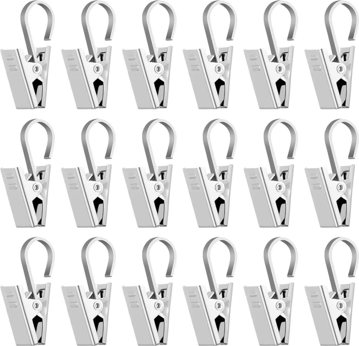 60 x gordijnclips, metalen klemmen met haken voor gordijnen, lichtketting, foto (herbruikbaar) — afbeelding 1