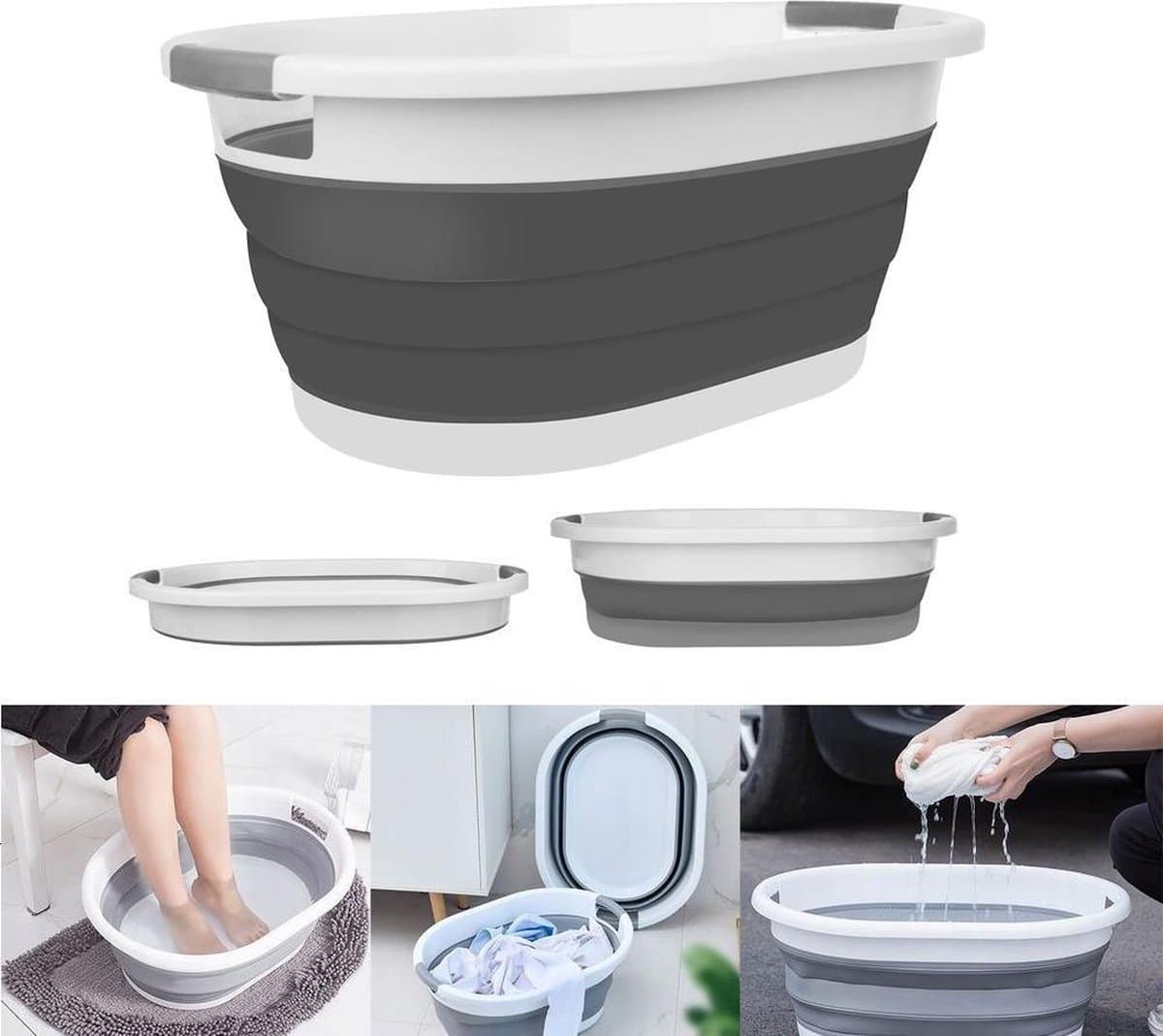 Multifunctionele Opvouwbaar Wasmand Siliconen - Emmer/Wasmand/Afwasbak - Ruimtebesparende Wasemmer - Afwasteil Opbergmand - Inklapbare Teil Voor Wasgoed/Afwas/Kleding/Speelgoed/Dekens - Wasbox Mand Met Handvat - Speelgoedmand - 25 Liter — afbeelding 1