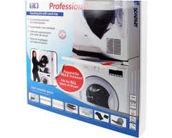 Scanpart tussenstuk voor wasmachine en droger met werkblad inclusief spanband - Ideaal voor zwaardere warmtepompdrogers - Geschikt voor AEG Bosch LG Miele Samsung Siemens Zanussi Whirlpool - Stapelkit - Universeel