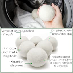 Drogerballen- 6 Stuks- Wasballen- incl. Katoenen Zak- Schapenwol- Droogballen- Wol- Eco- Wasdroger- Wasmachine- Natuurlijk — thumbnail 4
